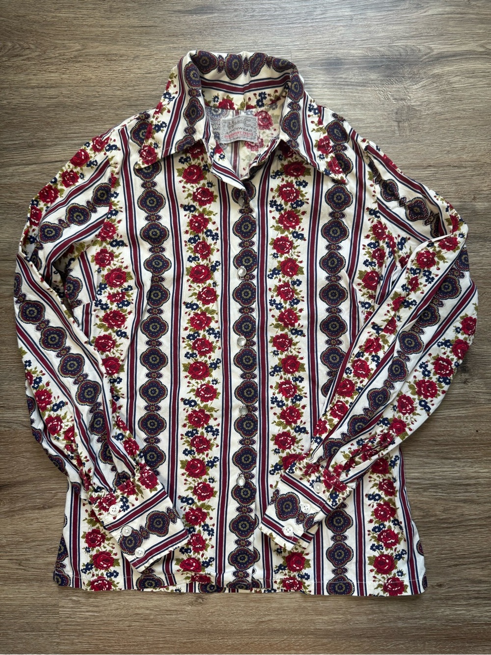 Vintage H Bar C Ranchwear Women’s Floral Western Shirt XS-S 17” P2P